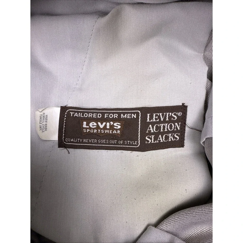 Vintage Levis Action Slacks 36x32 Gray 80s Men’s Western Dress Pants USA Made